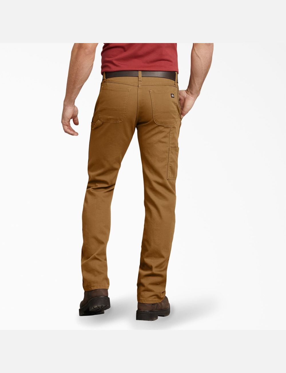 Stonewashed Brown Duck Dickies Regular Straight Leg Duck Carpenter Pants | 286IQEOAB