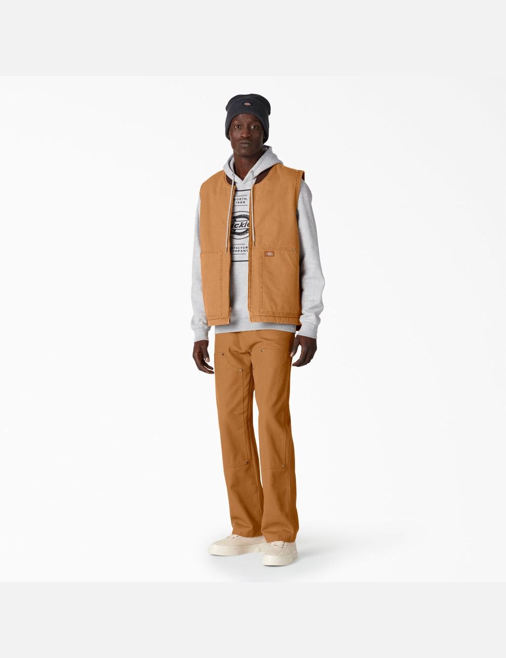 Stonewashed Brown Duck Dickies Stonewashed Duck High Pile Fleece Lined Vests | 301GMDVXR