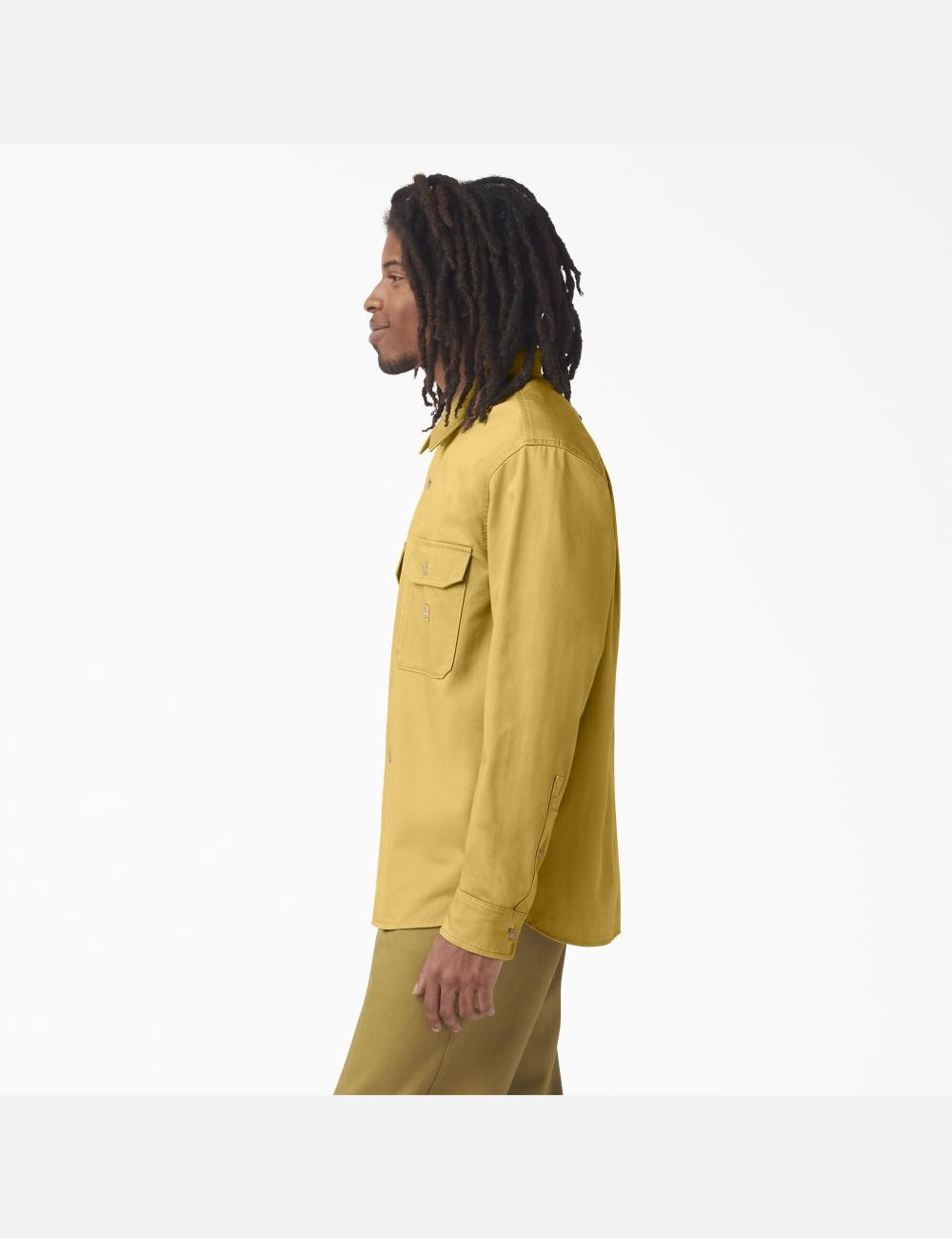 Stonewashed Dark Khaki Dickies 100 Year Sateen Long Sleeve Work Shirts | 078FAGOIB