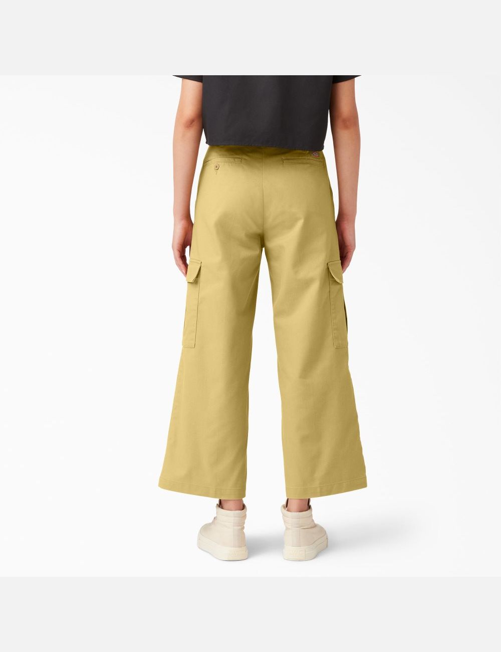 Stonewashed Dark Khaki Dickies Twill Crop Cargo Pants | 597VAPBFJ