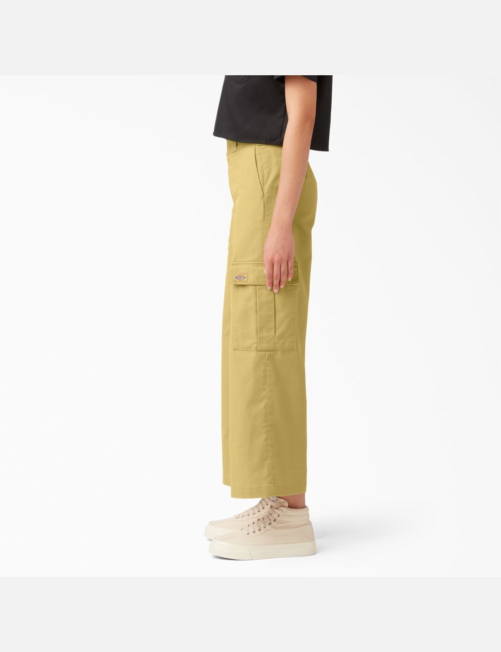 Stonewashed Dark Khaki Dickies Twill Crop Cargo Pants | 597VAPBFJ