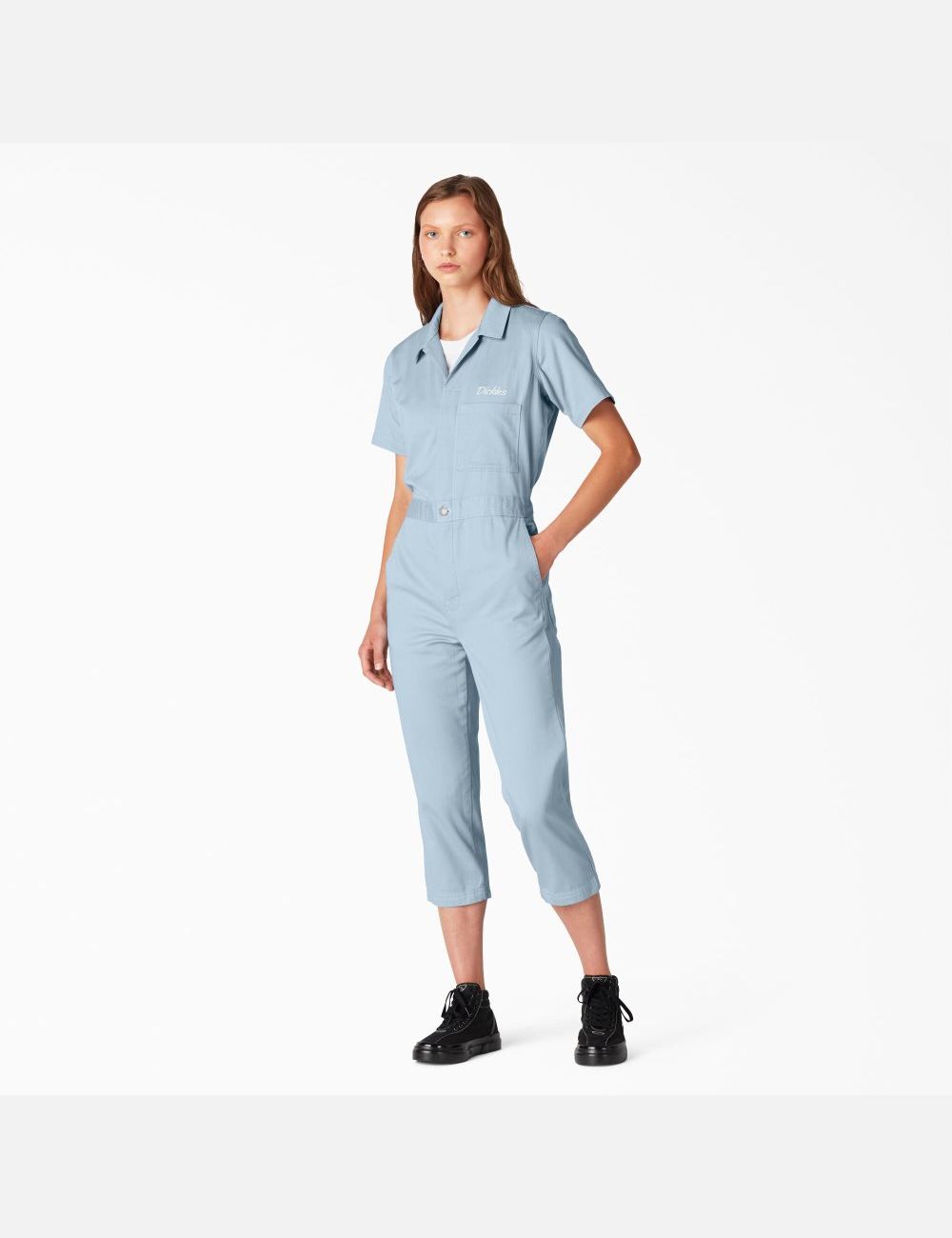 Stonewashed Fog Blue Dickies Reworked Cropped Coveralls | 583YMCVLT