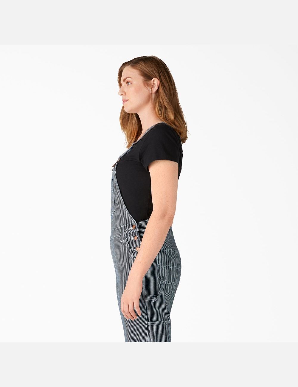 Stonewashed Hickory Stripe Dickies Hickory Stripe Boyfriend Fit Bib Overalls | 502TBDQXH