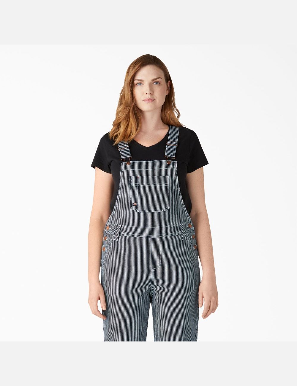 Stonewashed Hickory Stripe Dickies Hickory Stripe Boyfriend Fit Bib Overalls | 502TBDQXH