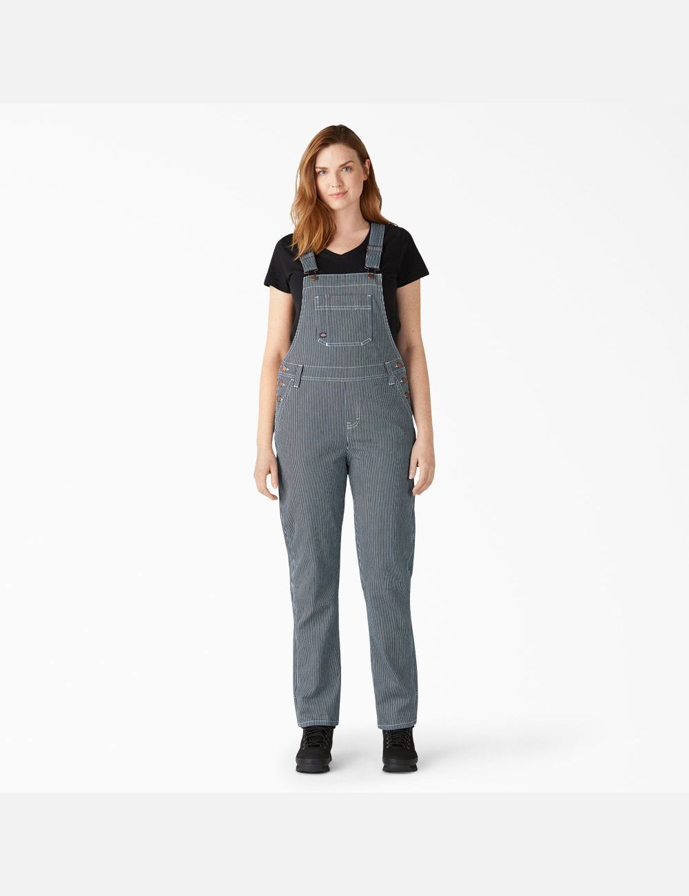 Stonewashed Hickory Stripe Dickies Hickory Stripe Boyfriend Fit Bib Overalls | 502TBDQXH