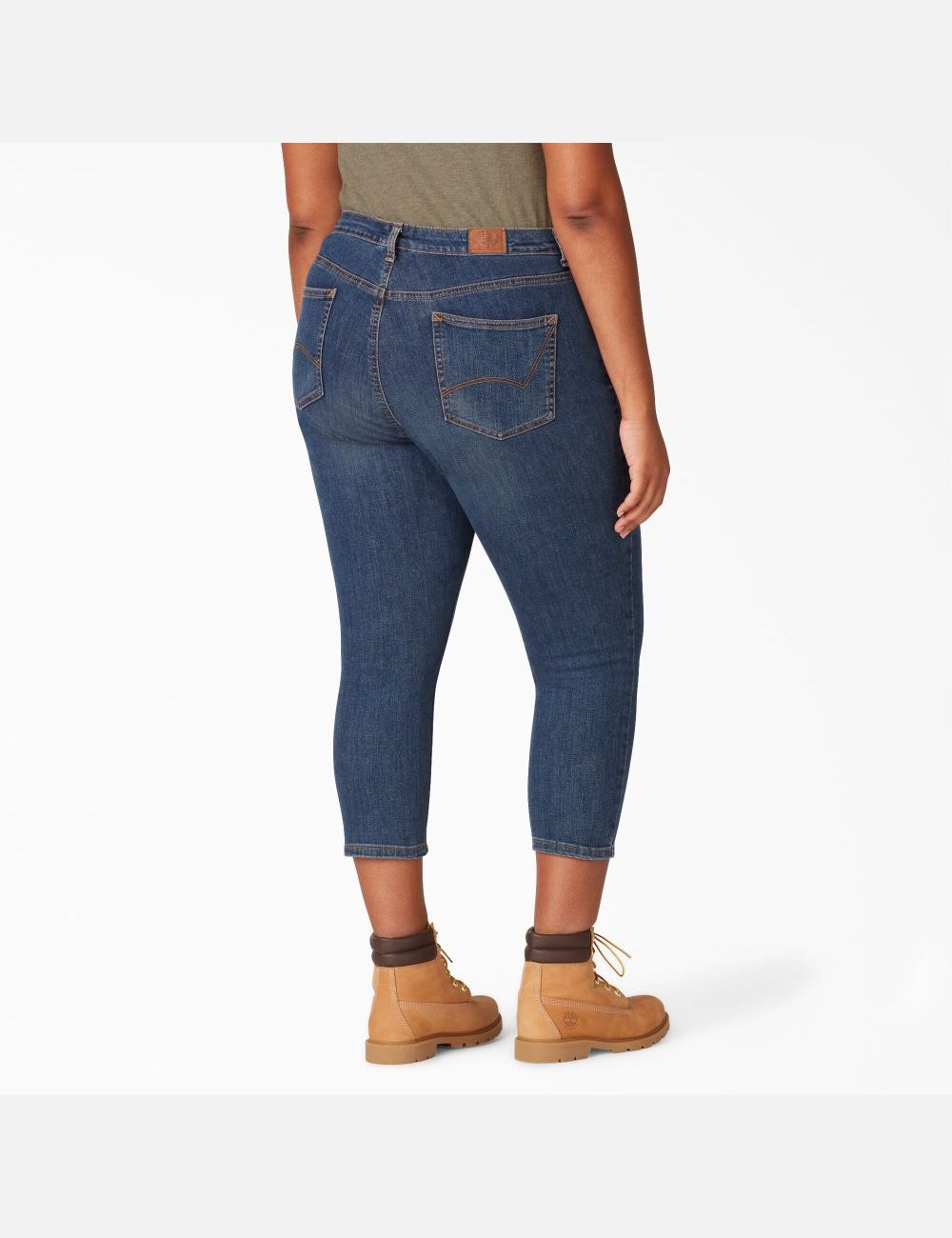 Stonewashed Indigo Blue Dickies Plus Perfect Shape Jeans | 418KRCPLT