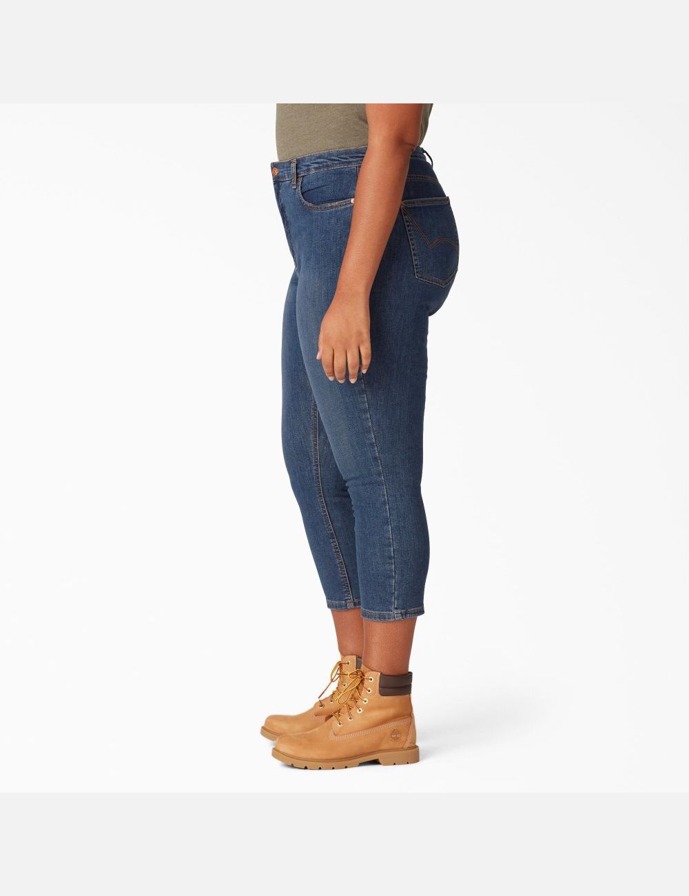 Stonewashed Indigo Blue Dickies Plus Perfect Shape Jeans | 418KRCPLT