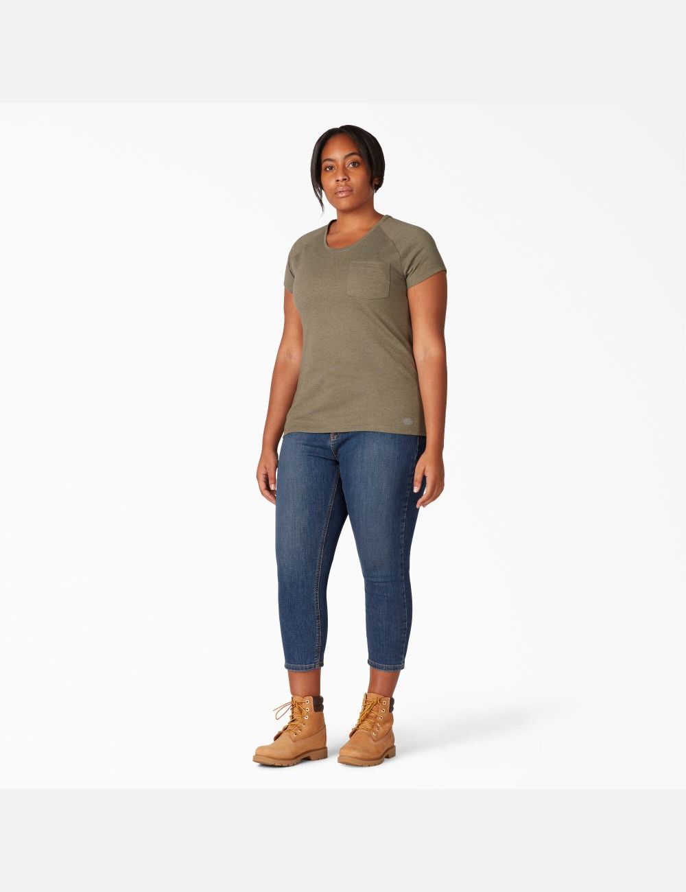 Stonewashed Indigo Blue Dickies Plus Perfect Shape Jeans | 418KRCPLT