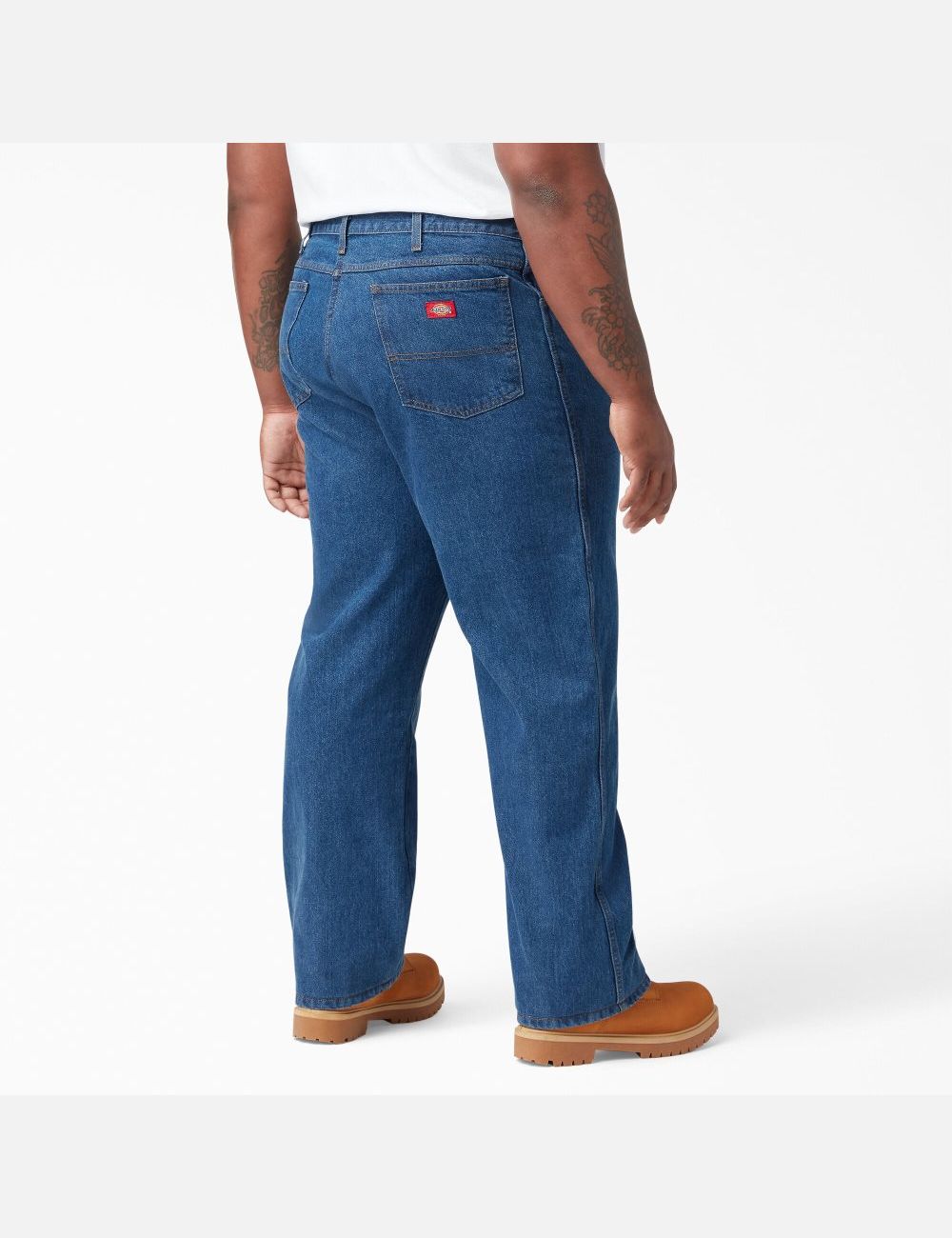 Stonewashed Indigo Blue Dickies Regular Straight Fit Denim Pants | 056YLKHGU