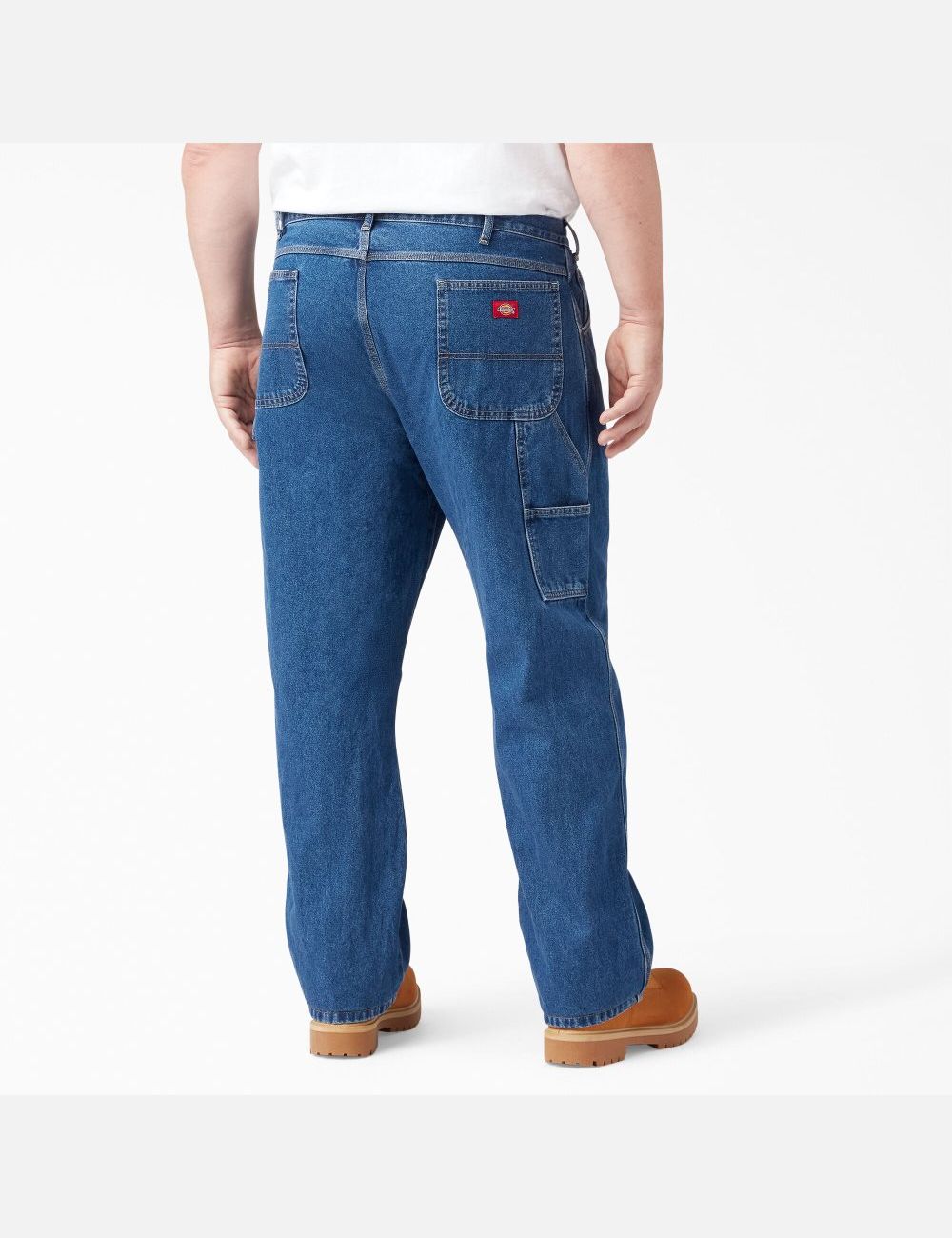 Stonewashed Indigo Blue Dickies Relaxed Fit Carpenter Denim Pants | 846ZSQPBM