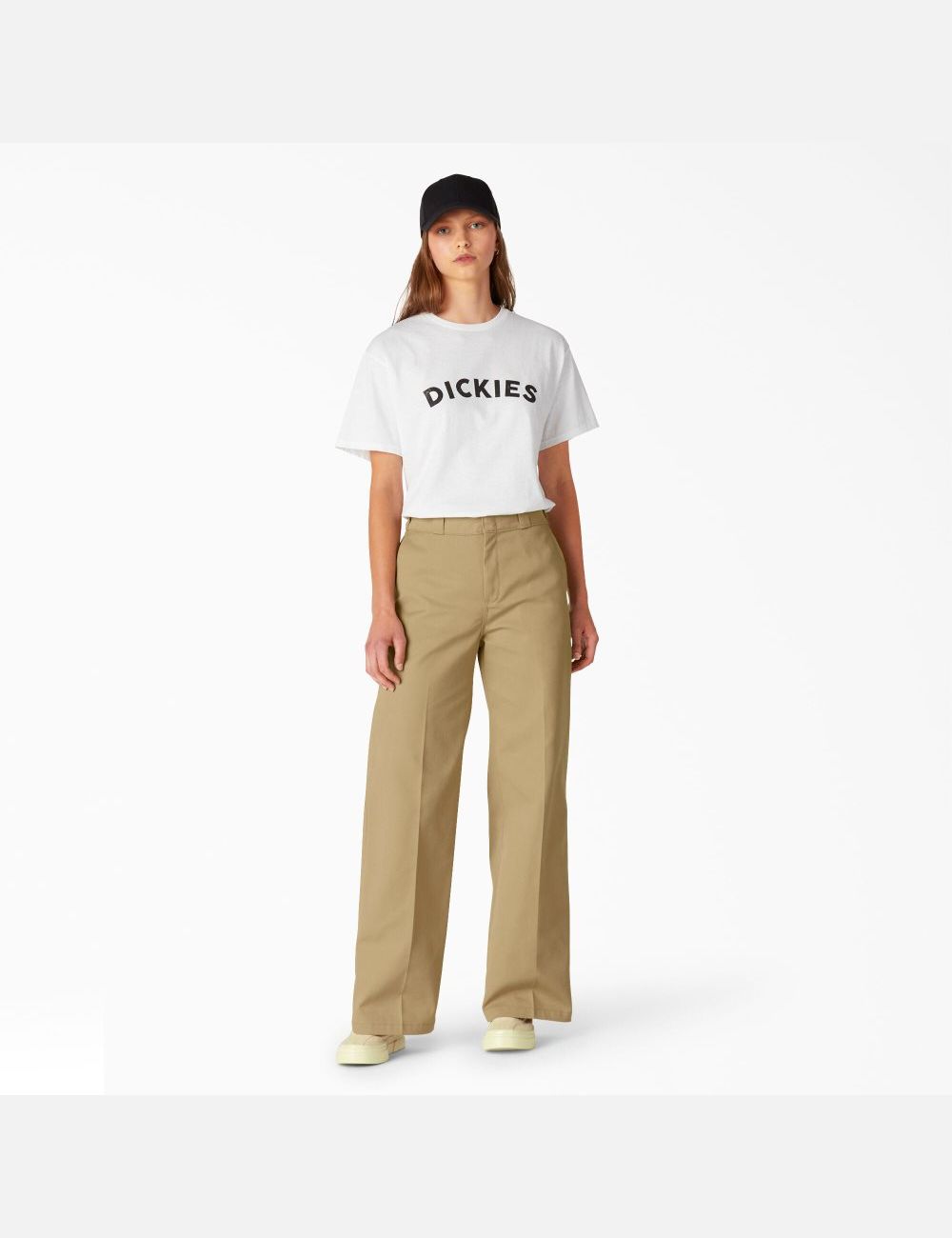 Stonewashed Khaki Dickies Stonewashed Wide Leg Pants | 430NSJYEZ