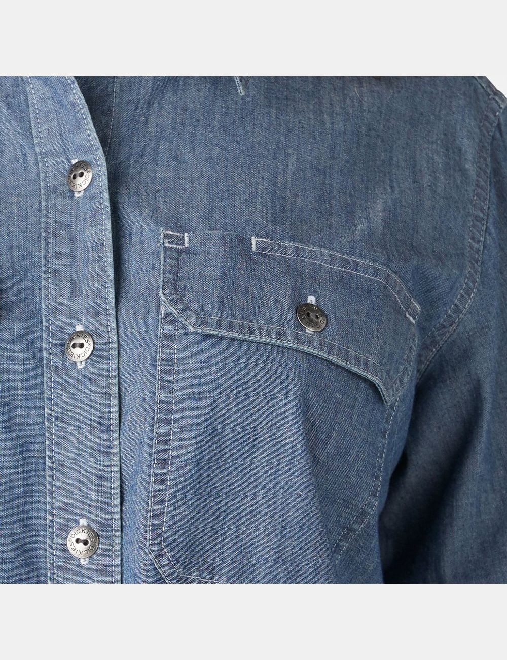 Stonewashed Light Blue Dickies Chambray Roll-Tab Work Shirts | 819EUPOZX