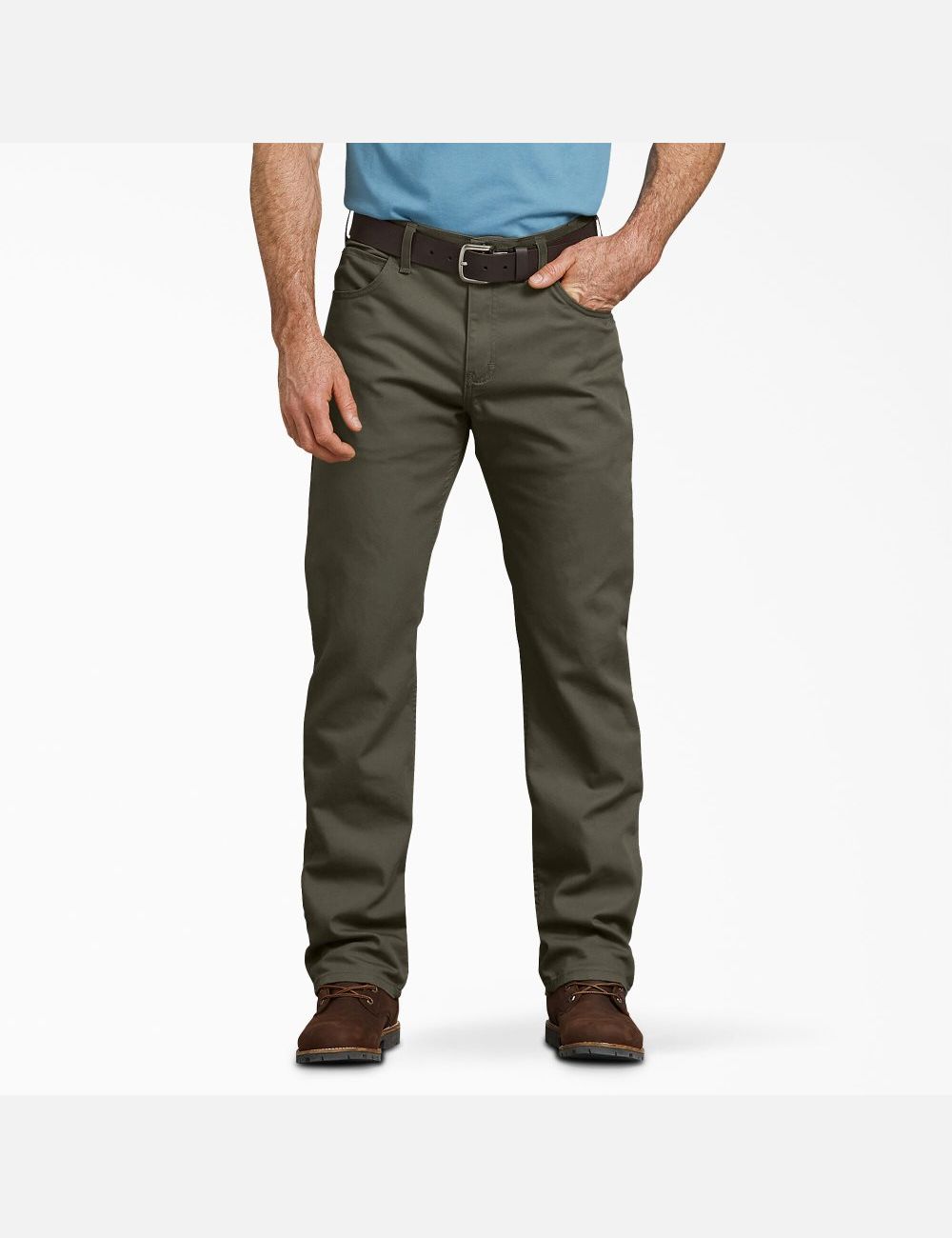 Stonewashed Moss Green Dickies Regular Fit Straight Leg Duck Work Pants | 631PKMTBY