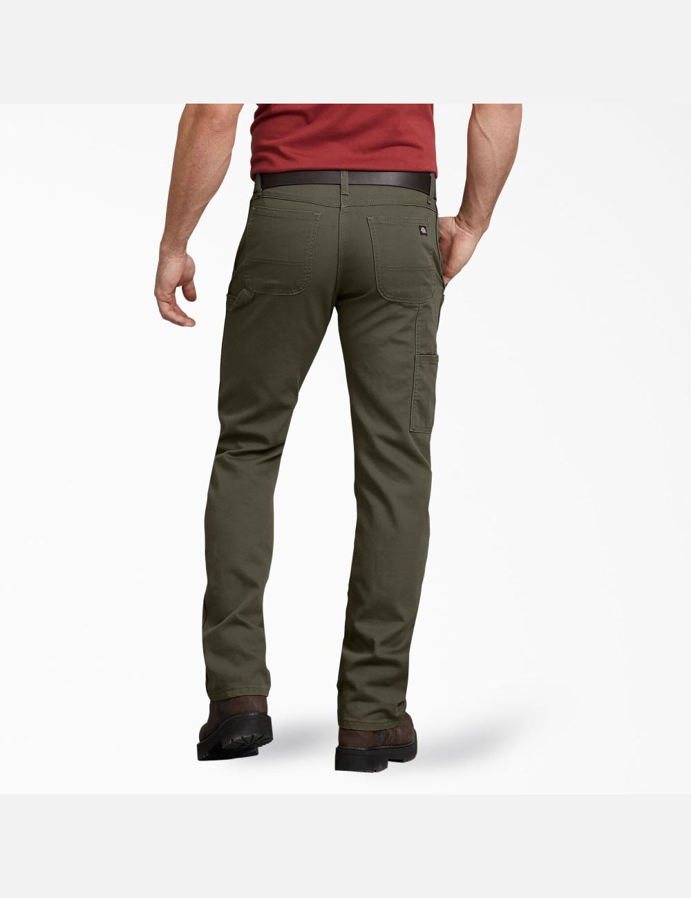 Stonewashed Moss Green Dickies Regular Straight Leg Duck Carpenter Pants | 235ABOPXF