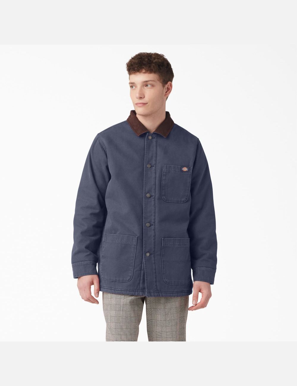 Stonewashed Navy Dickies Stonewashed Duck Lined Chore Coats & Jackets | 408YBGFVH