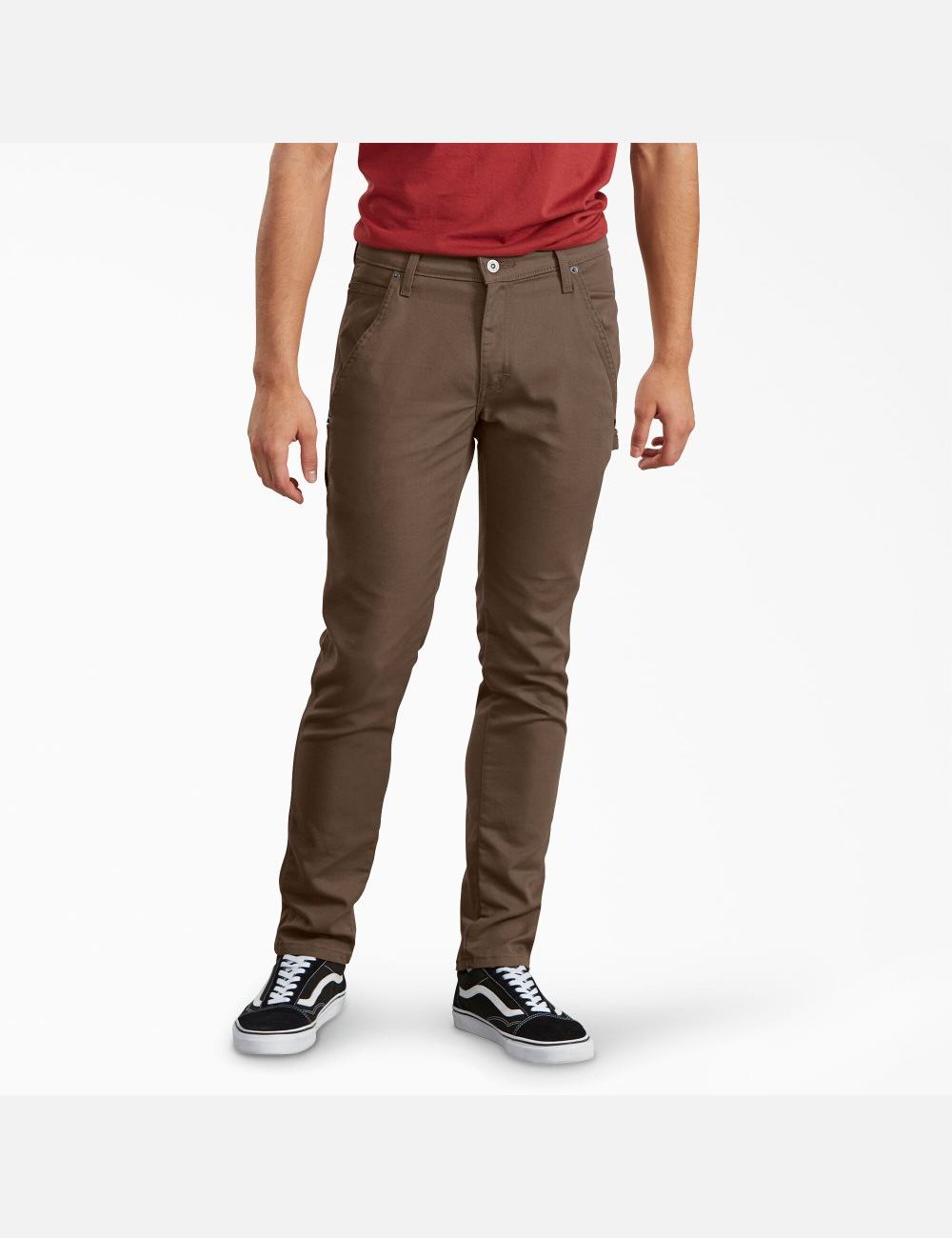 Stonewashed Timber Brown Dickies Slim Tapered Leg Duck Carpenter Pants | 416PQHMWG