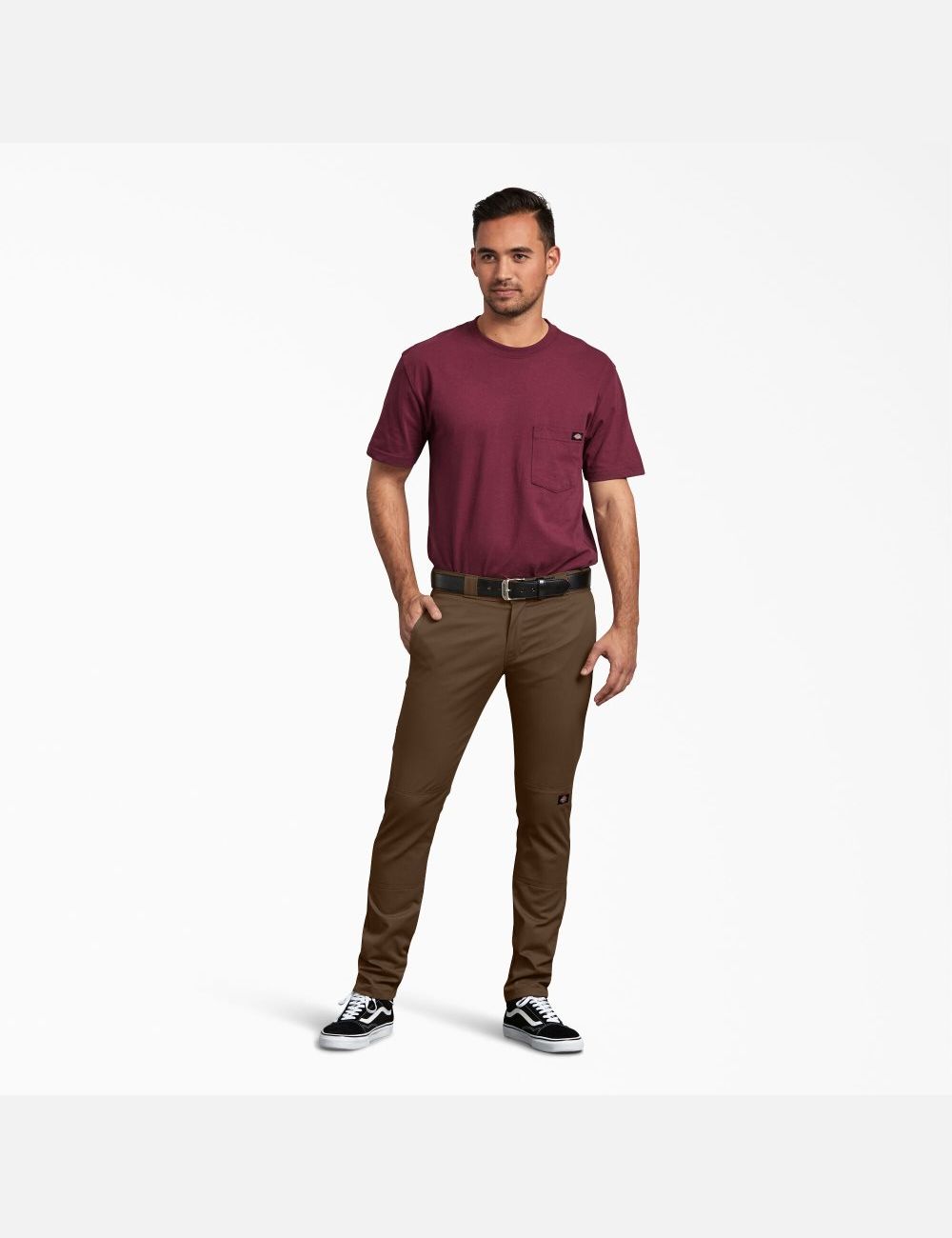 Timber Brown Dickies Skinny Fit Straight Leg Double Knee Pants | 891NYJBMA