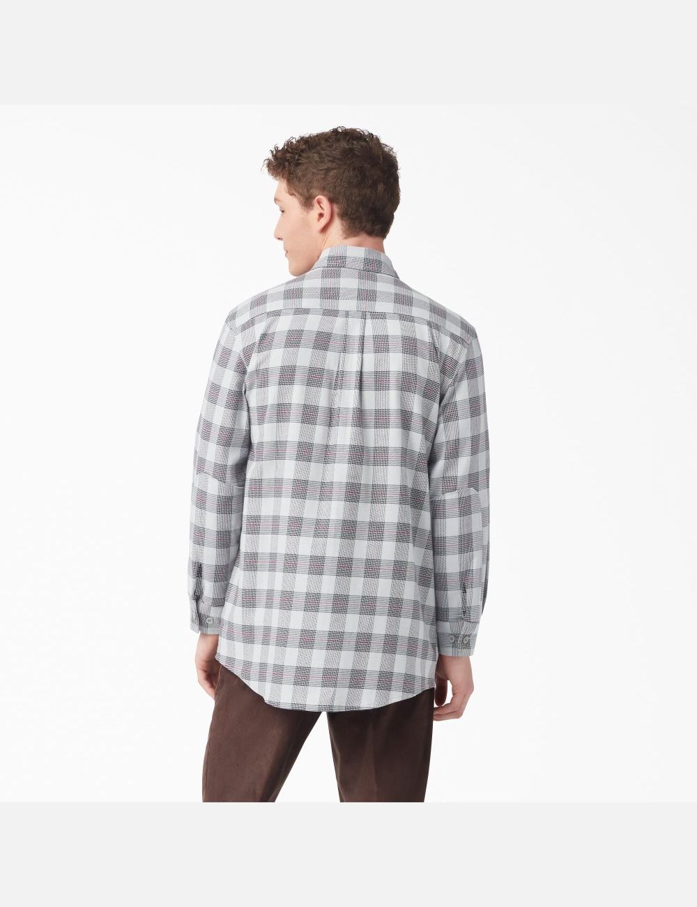 Ultimate Gray Plaid Dickies FLEX Regular Fit Flannel Shirt Shirts | 034VEAMGB