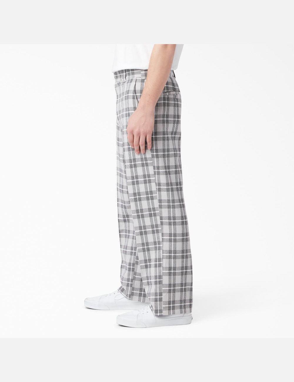 Ultimate Gray Plaid Dickies Flat Front Plaid Pants | 781TIPQVF