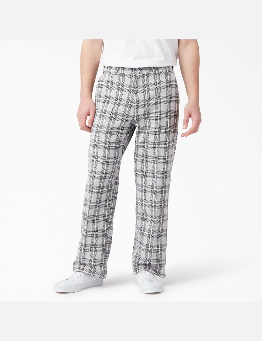 Ultimate Gray Plaid Dickies Flat Front Plaid Pants | 781TIPQVF