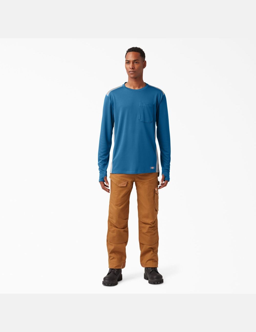 Vallarta Blue Dickies Temp-iQ 365 Long Sleeve T-Shirts | 945KBDMJX