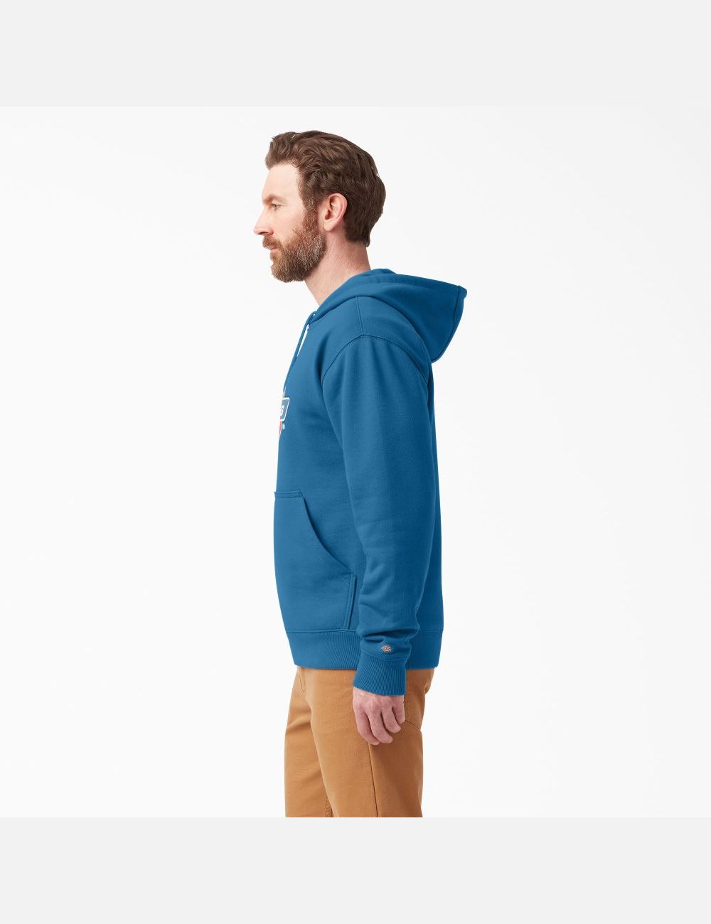 Vallarta Blue Dickies Water Repellent Tri-Color Logo Hoodies | 285VQRAWU