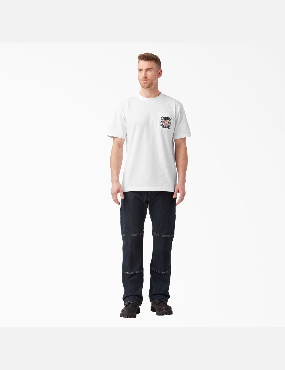 White Dickies 100 Year Anniversary T-Shirts | 127GXTSFN