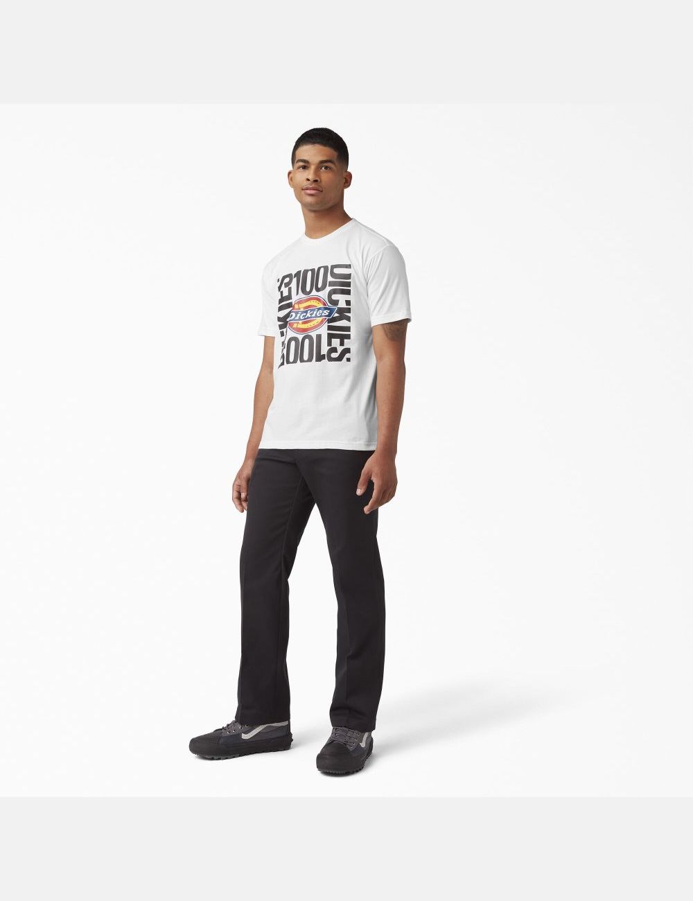 White Dickies 100 Year Graphic T-Shirts | 205AHFOGS