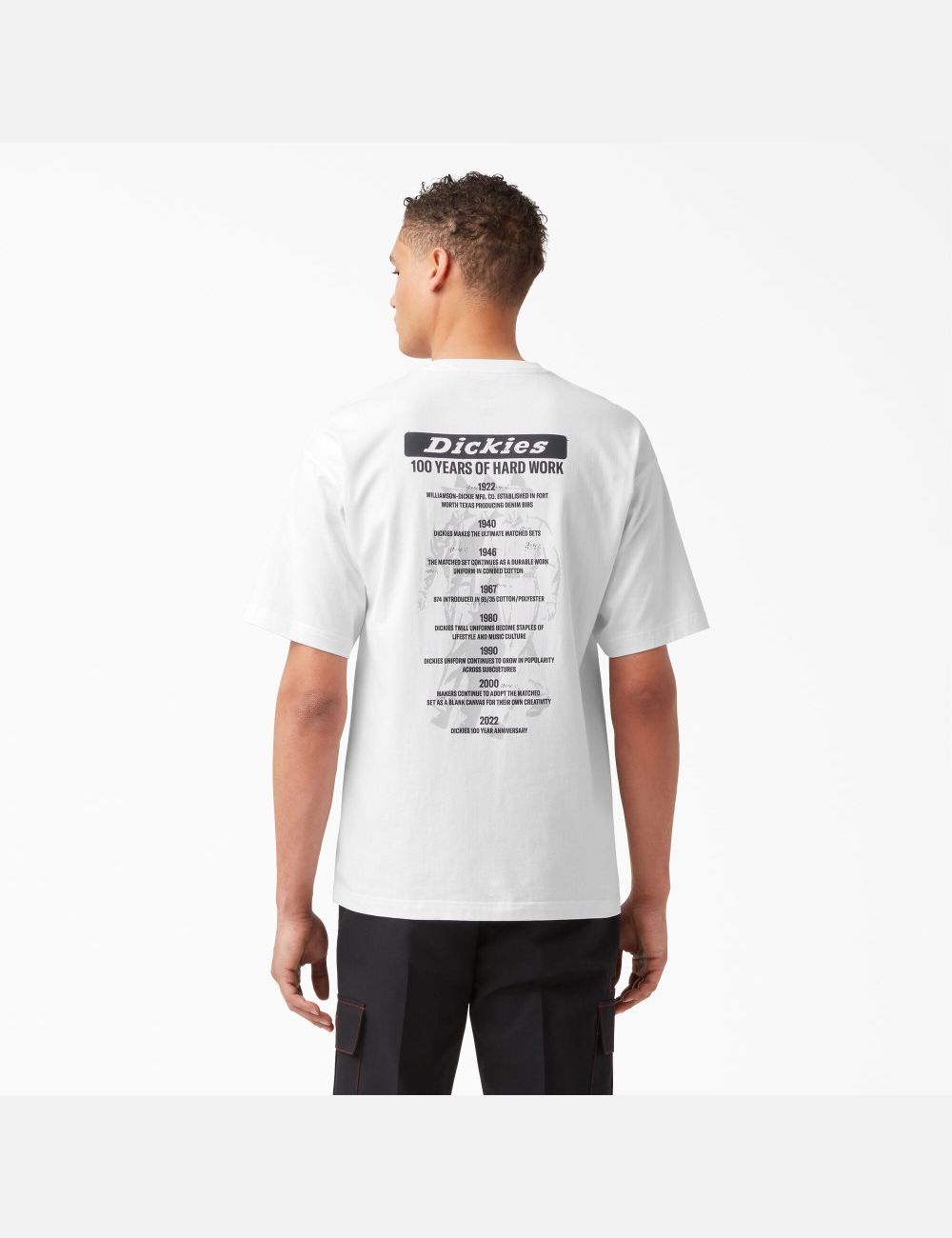 White Dickies 100 Year Milestone Graphic T-Shirts | 203XGIECH