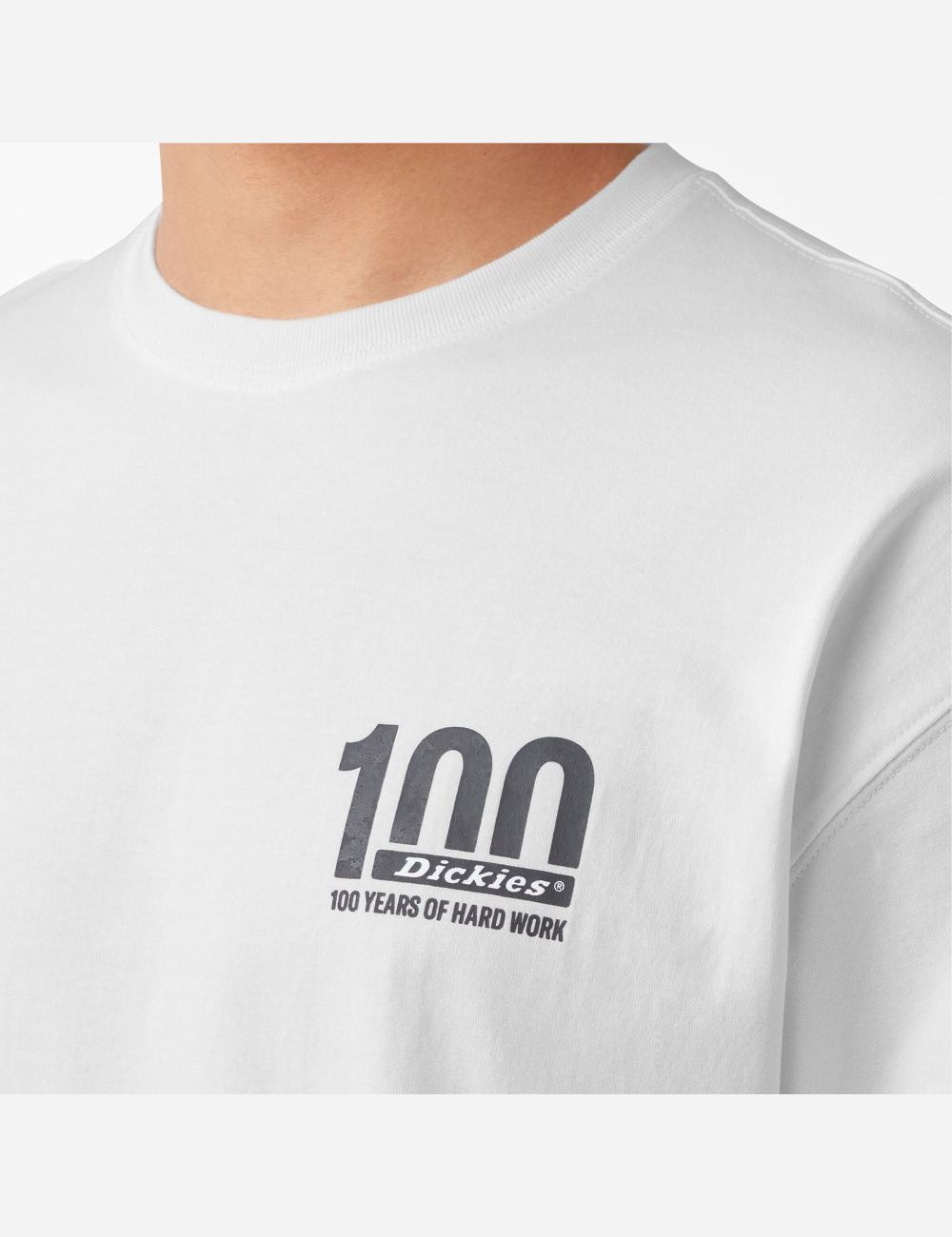 White Dickies 100 Year Milestone Graphic T-Shirts | 203XGIECH