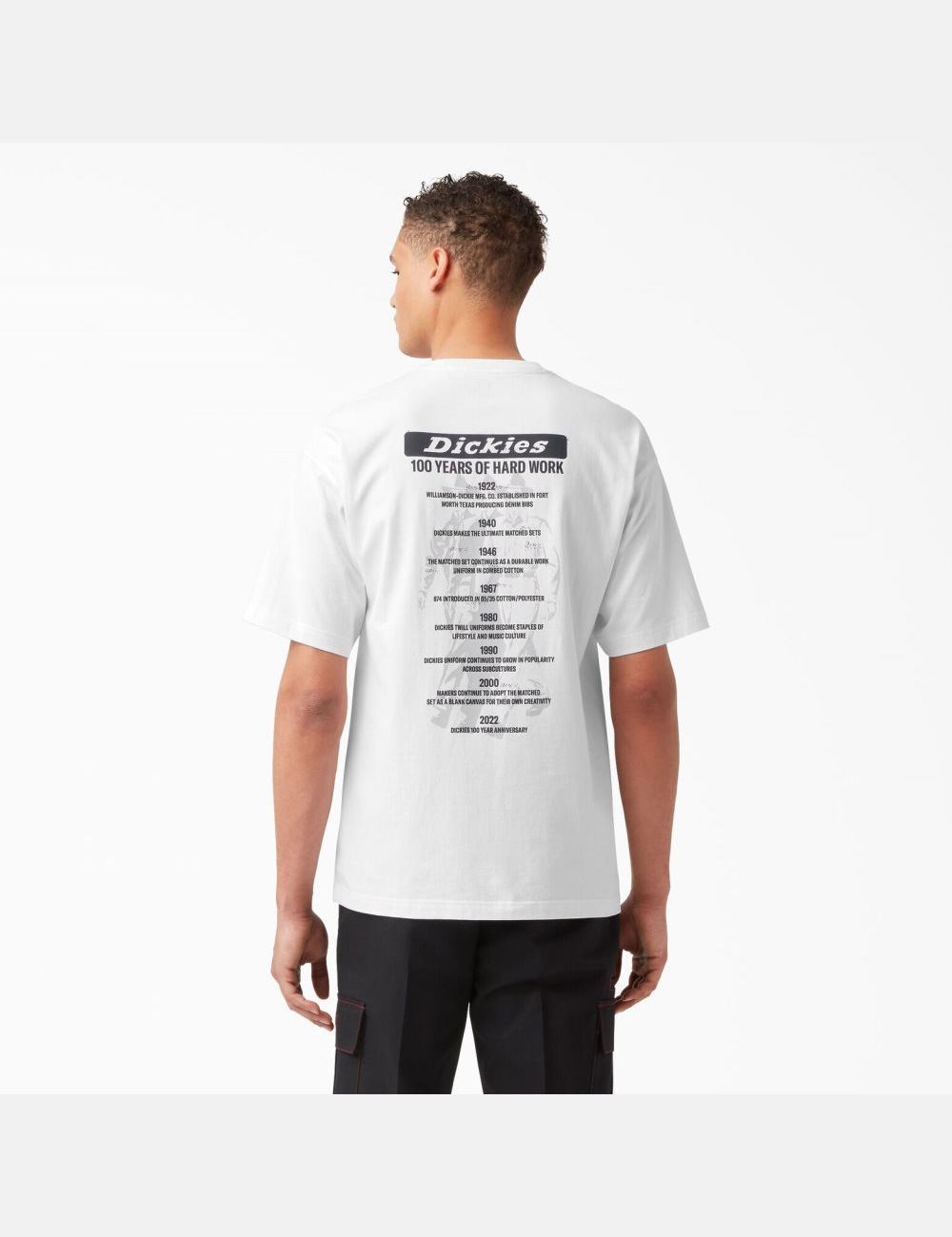 White Dickies 100 Year Milestone Graphic T-Shirts | 203XGIECH