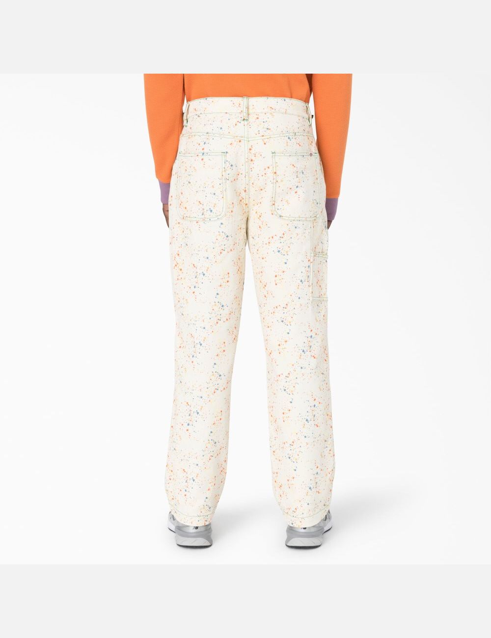 White Dickies Brain Dead Paint Splatter Canvas Pants | 195ZWPUIO