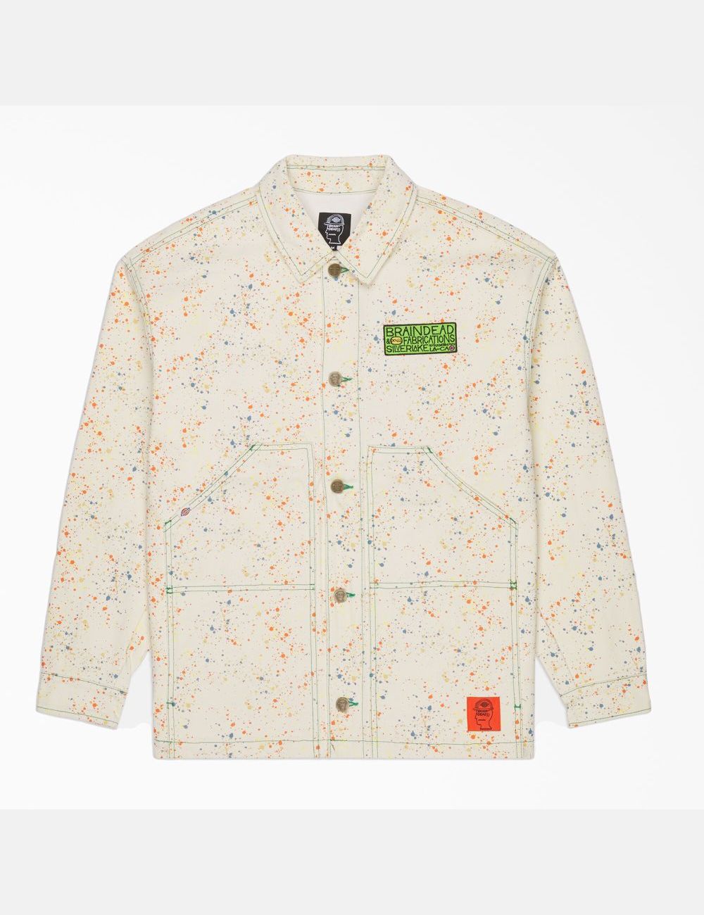 White Dickies Brain Dead Paint Splatter Canvas Coats & Jackets | 273OBAXYW