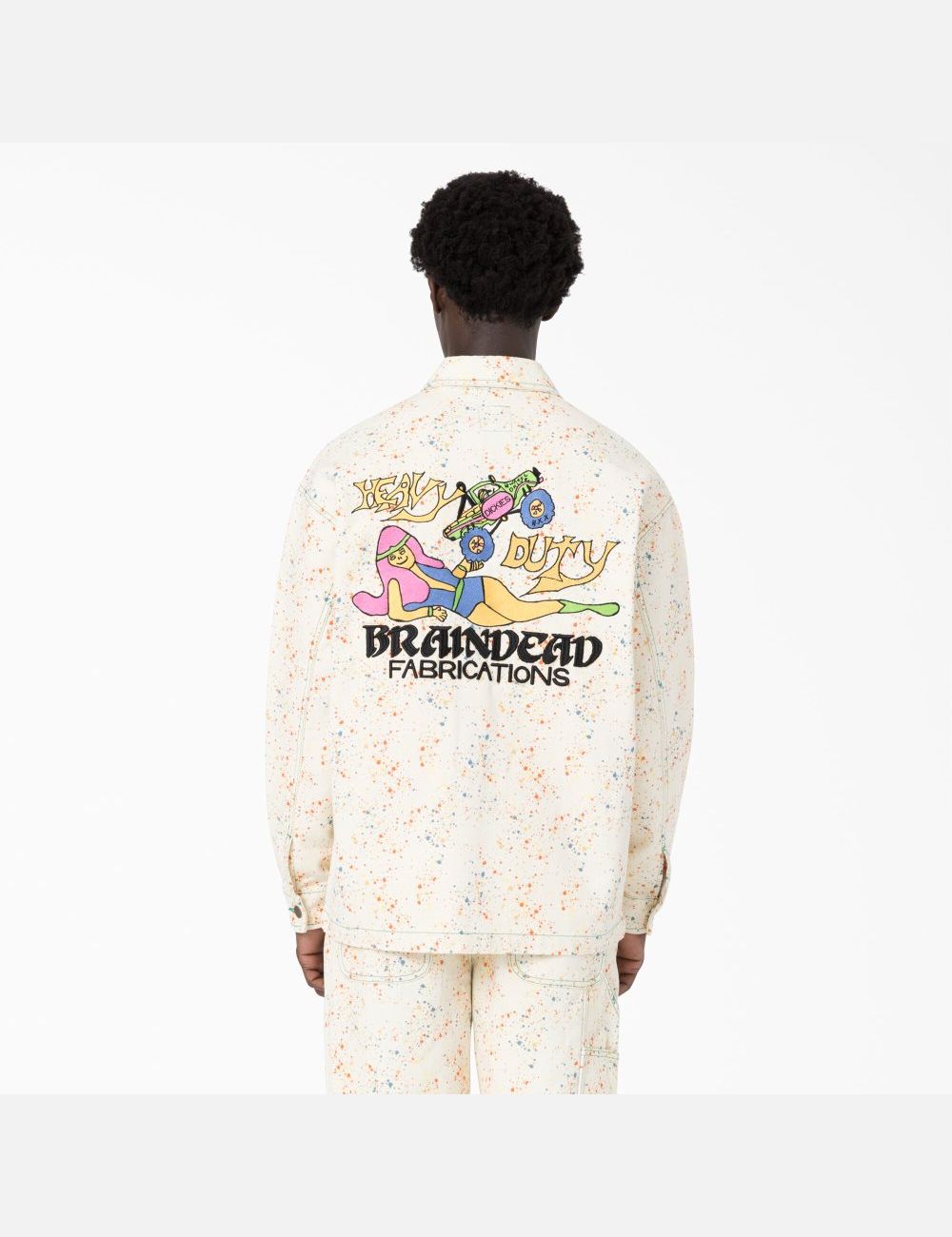 White Dickies Brain Dead Paint Splatter Canvas Coats & Jackets | 273OBAXYW