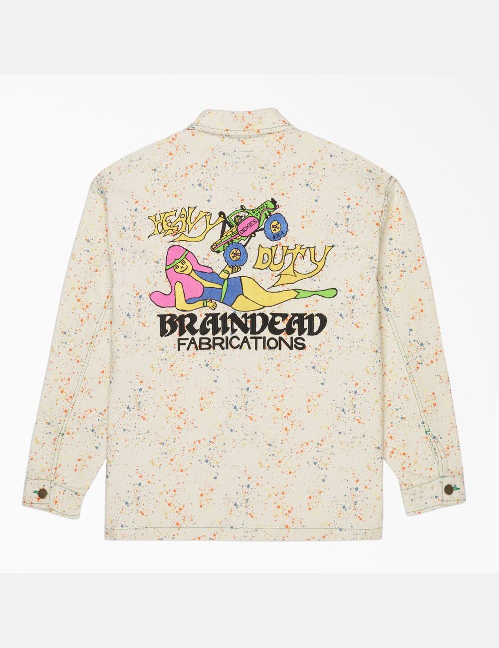 White Dickies Brain Dead Paint Splatter Canvas Coats & Jackets | 273OBAXYW