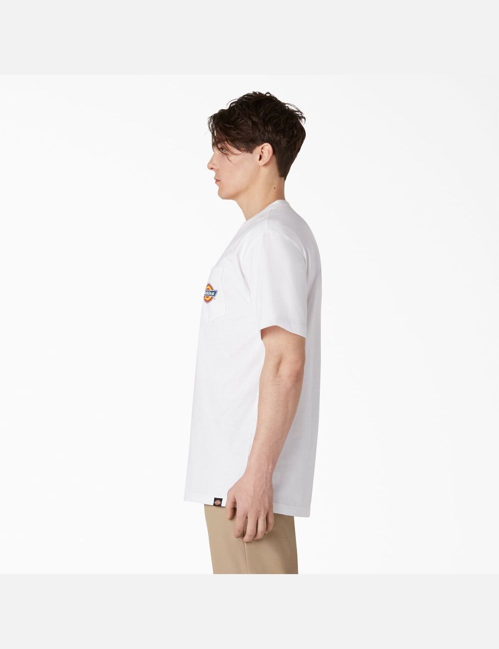 White Dickies Chest Logo Pocket T-Shirts | 890YSPREL