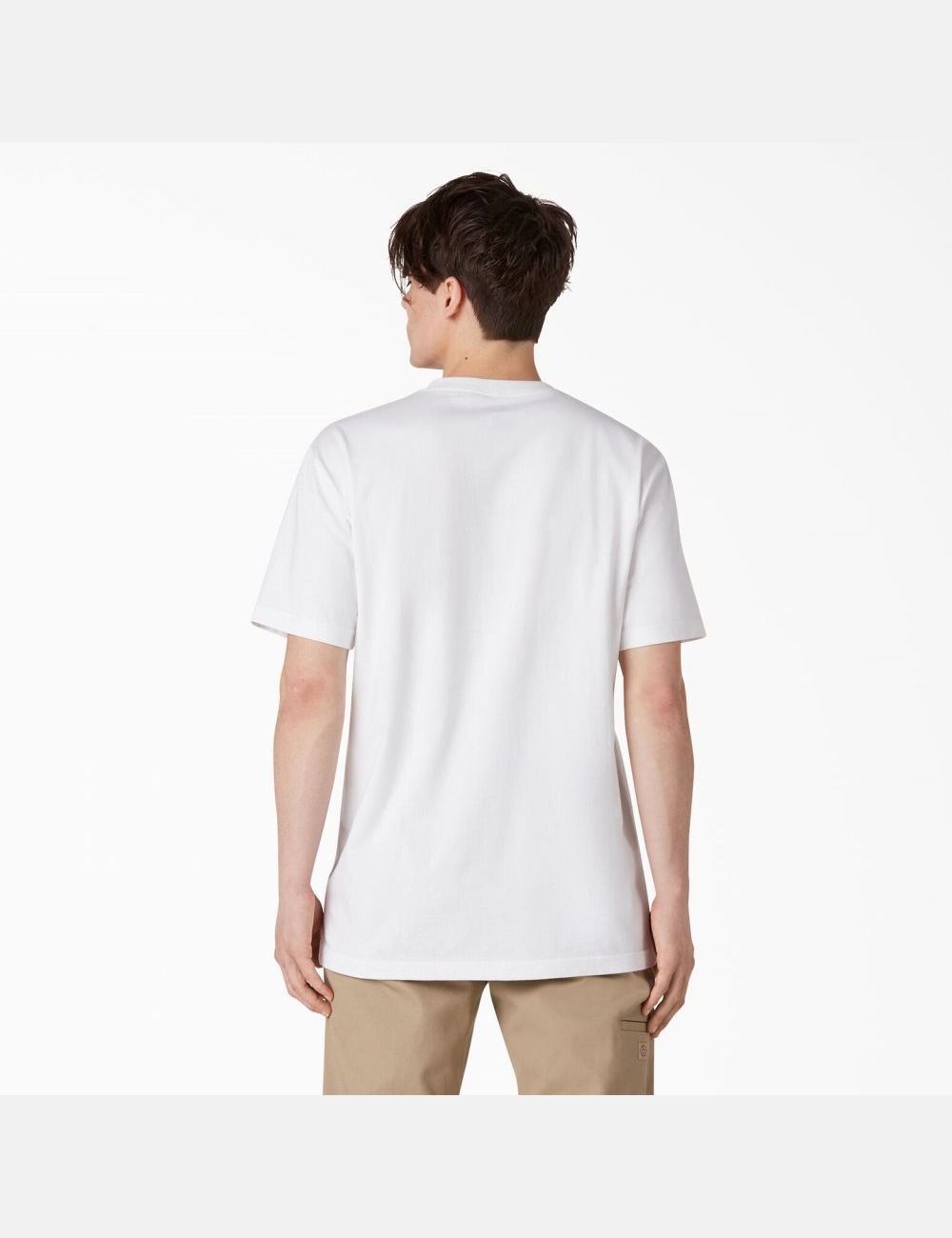 White Dickies Chest Logo Pocket T-Shirts | 890YSPREL