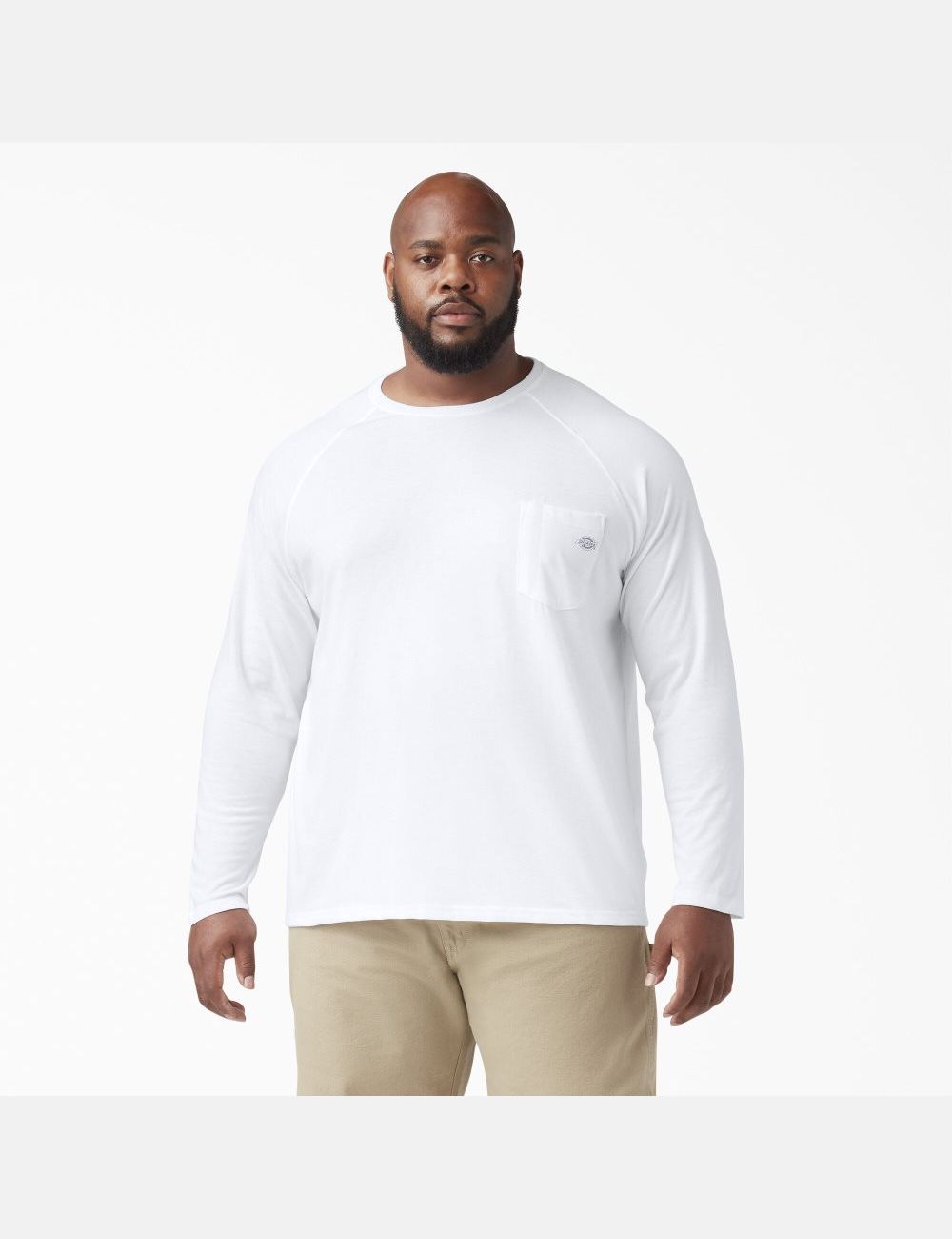 White Dickies Cooling Long Sleeve Shirts | 356SCGDKP