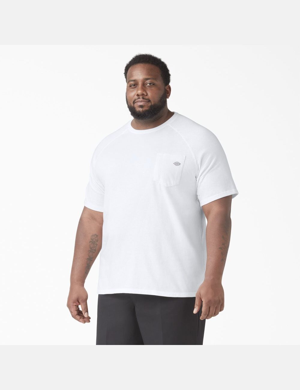 White Dickies Cooling Short Sleeve Shirts | 652BMEVCD