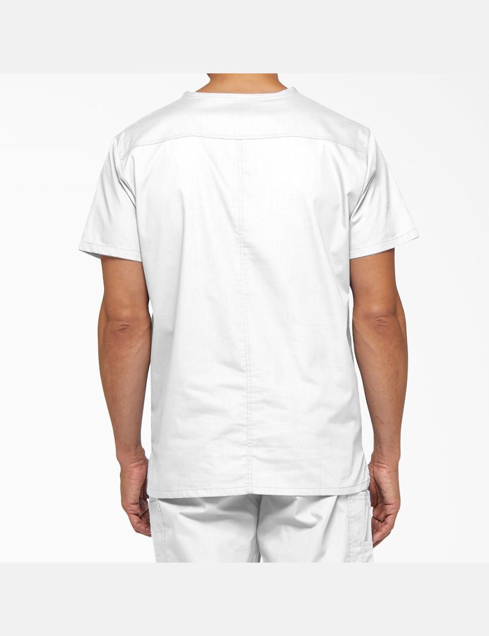 White Dickies EDS Signature V-Neck Top Scrubs | 728QAJDNE