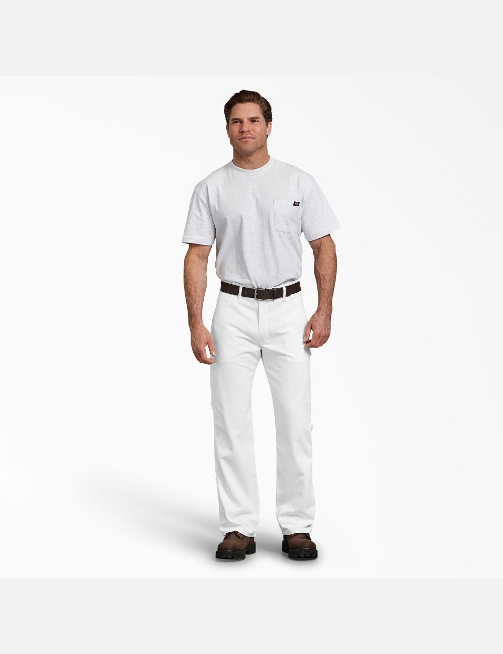 White Dickies FLEX Relaxed Straight Leg Painters Painter Pants | 164KJVXWY