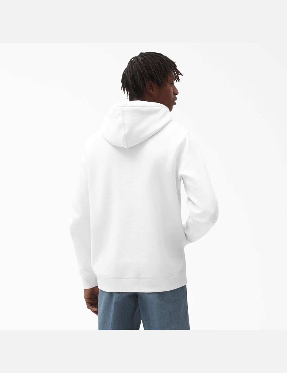 White Dickies Fleece Embroidered Chest Logo Hoodies | 948NUVYHA