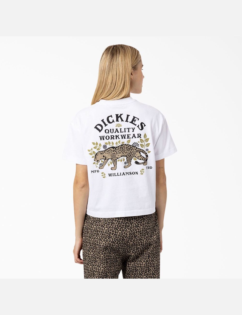 White Dickies Fort Lewis Cropped Graphic T-Shirts | 863UILXKH