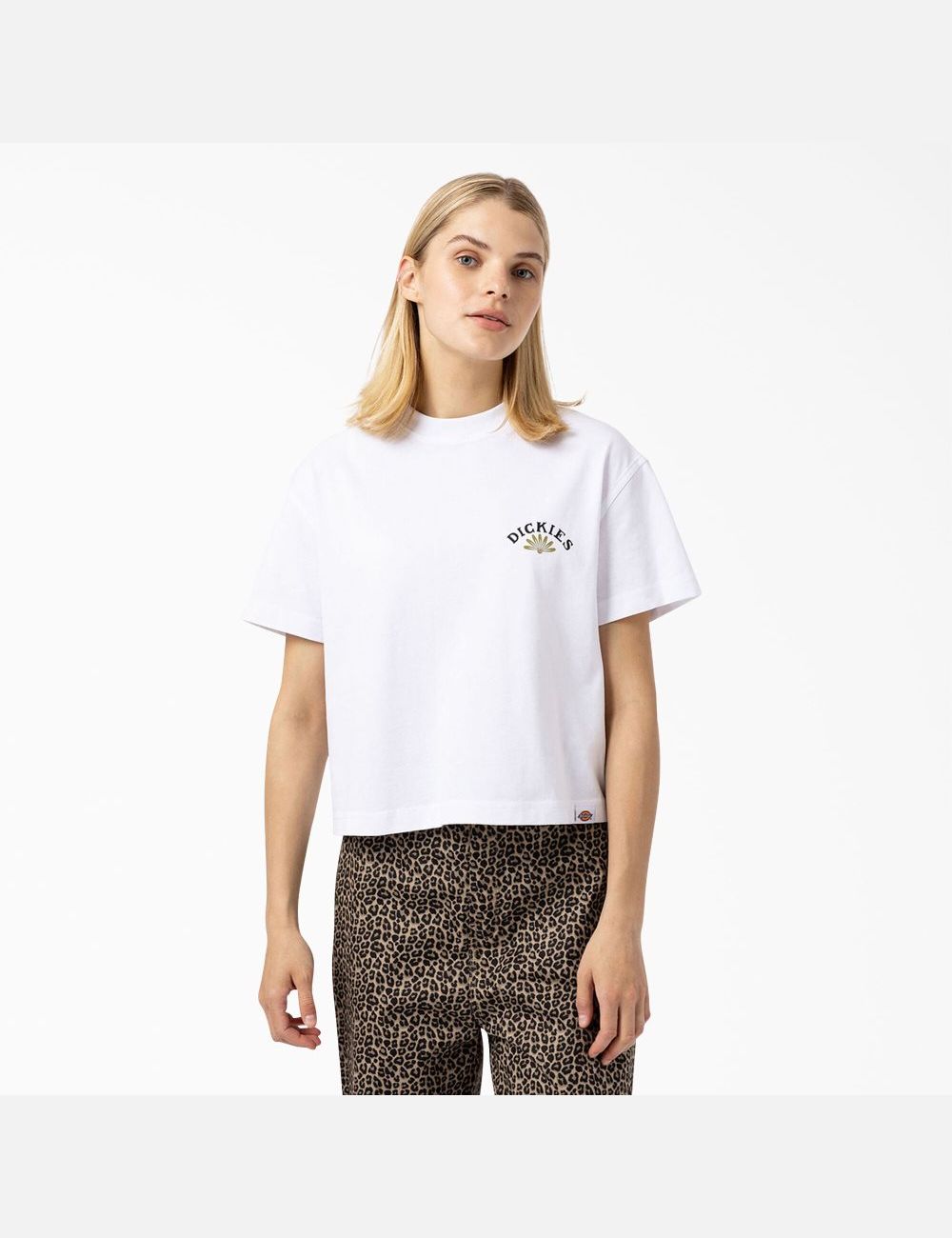 White Dickies Fort Lewis Cropped Graphic T-Shirts | 863UILXKH