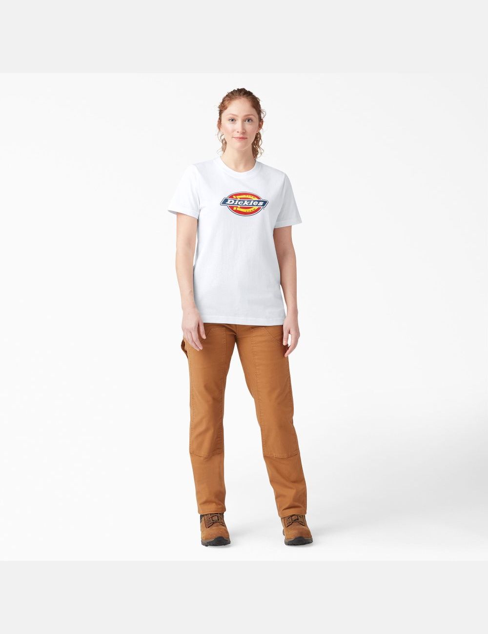 White Dickies Graphic Logo T-Shirts | 049AGNZRT