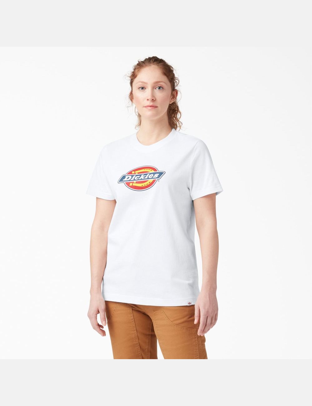 White Dickies Graphic Logo T-Shirts | 049AGNZRT