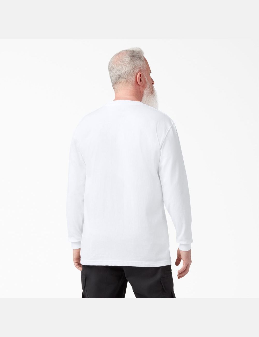 White Dickies Heavyweight Crew Neck Long Sleeve T-Shirts | 519NZEGHD