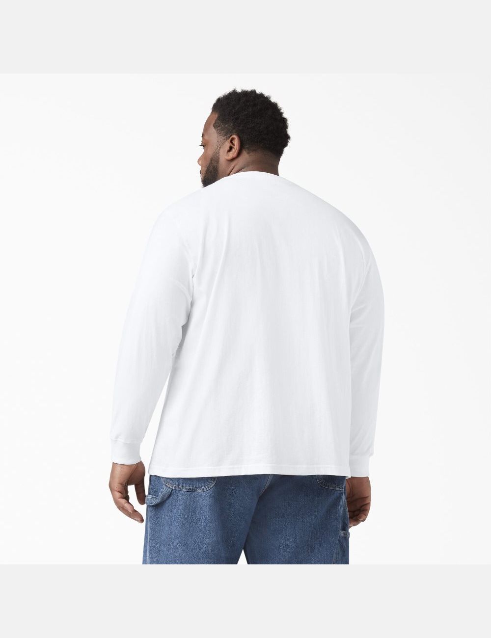 White Dickies Heavyweight Crew Neck Long Sleeve T-Shirts | 519NZEGHD