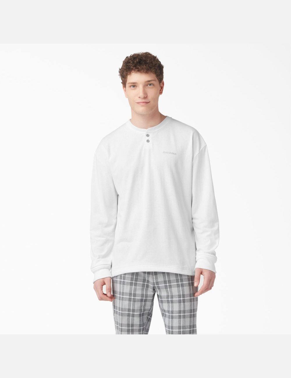 White Dickies Henley Long Sleeve T-Shirts | 103JYXQUZ