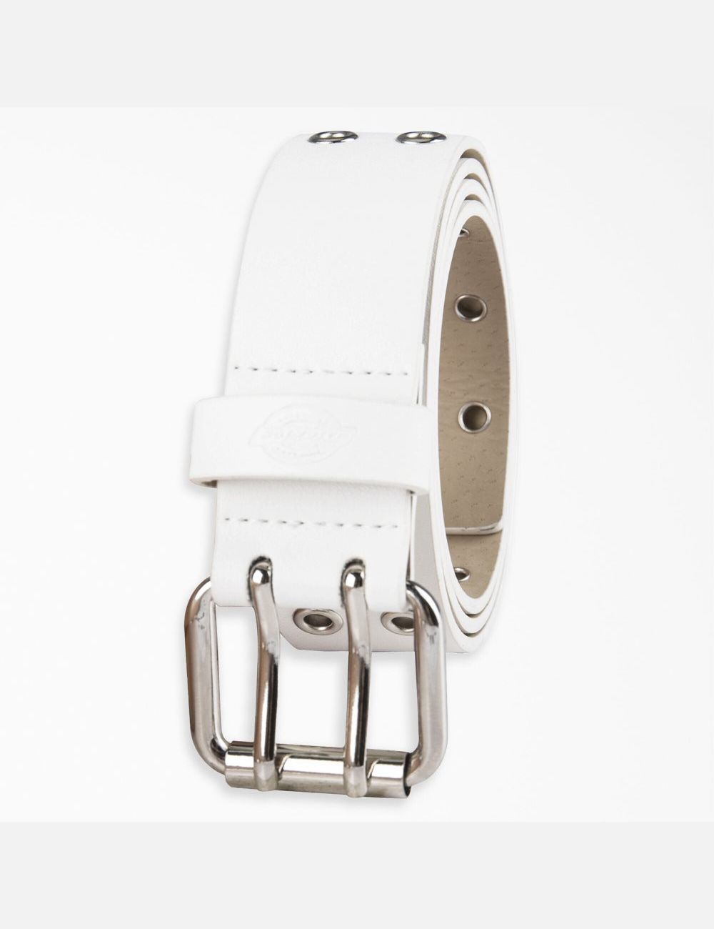 White Dickies Leather Double Grommet Belts & Suspenders | 908FCVNTL